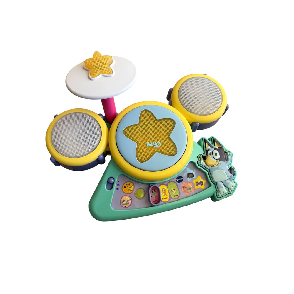 VTech Bluey Hooray Drum Set with Lights, Sounds, Songs, Activities Toy